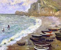 Store Etretat : la plage et la porte d'Amont - Claude Monet Monet