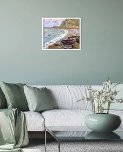 Store Etretat : la plage et la porte d'Amont - Claude Monet Monet