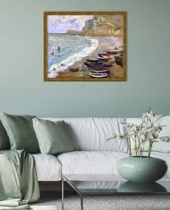 Store Etretat : la plage et la porte d'Amont - Claude Monet Monet