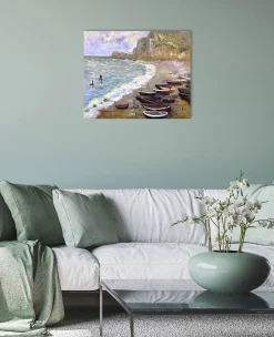 Store Etretat : la plage et la porte d'Amont - Claude Monet Monet