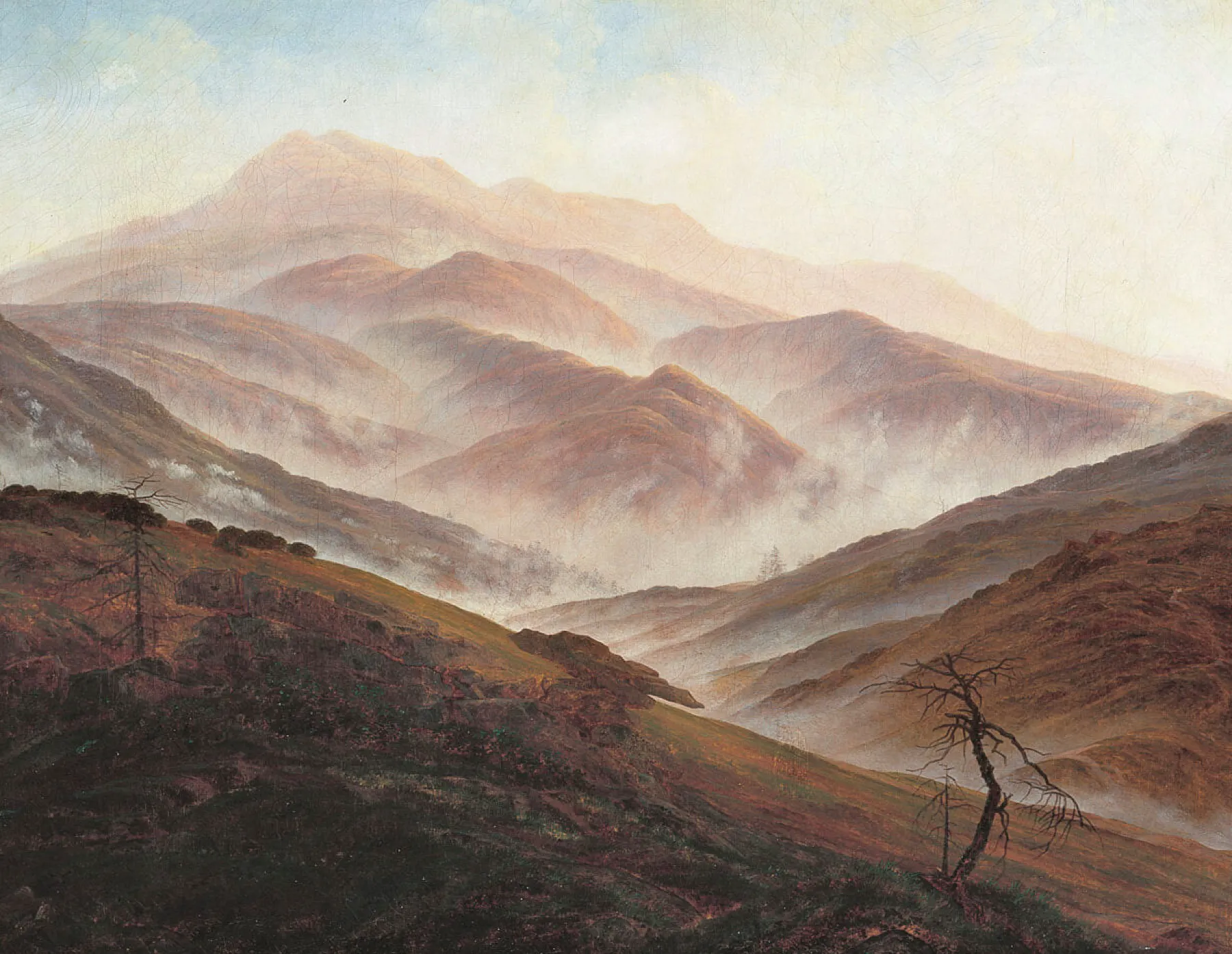 Online Paysage de montagnes géantes avec brouillard levant - Caspar David Friedrich Friedrich
